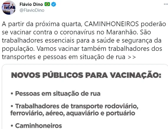 dino tweet vacinacao