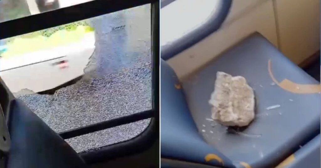 ônibus apedrejamento